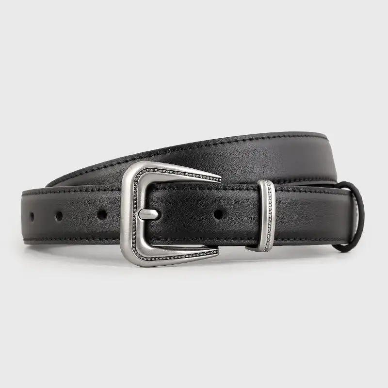Clean Leather Belt with Buckle