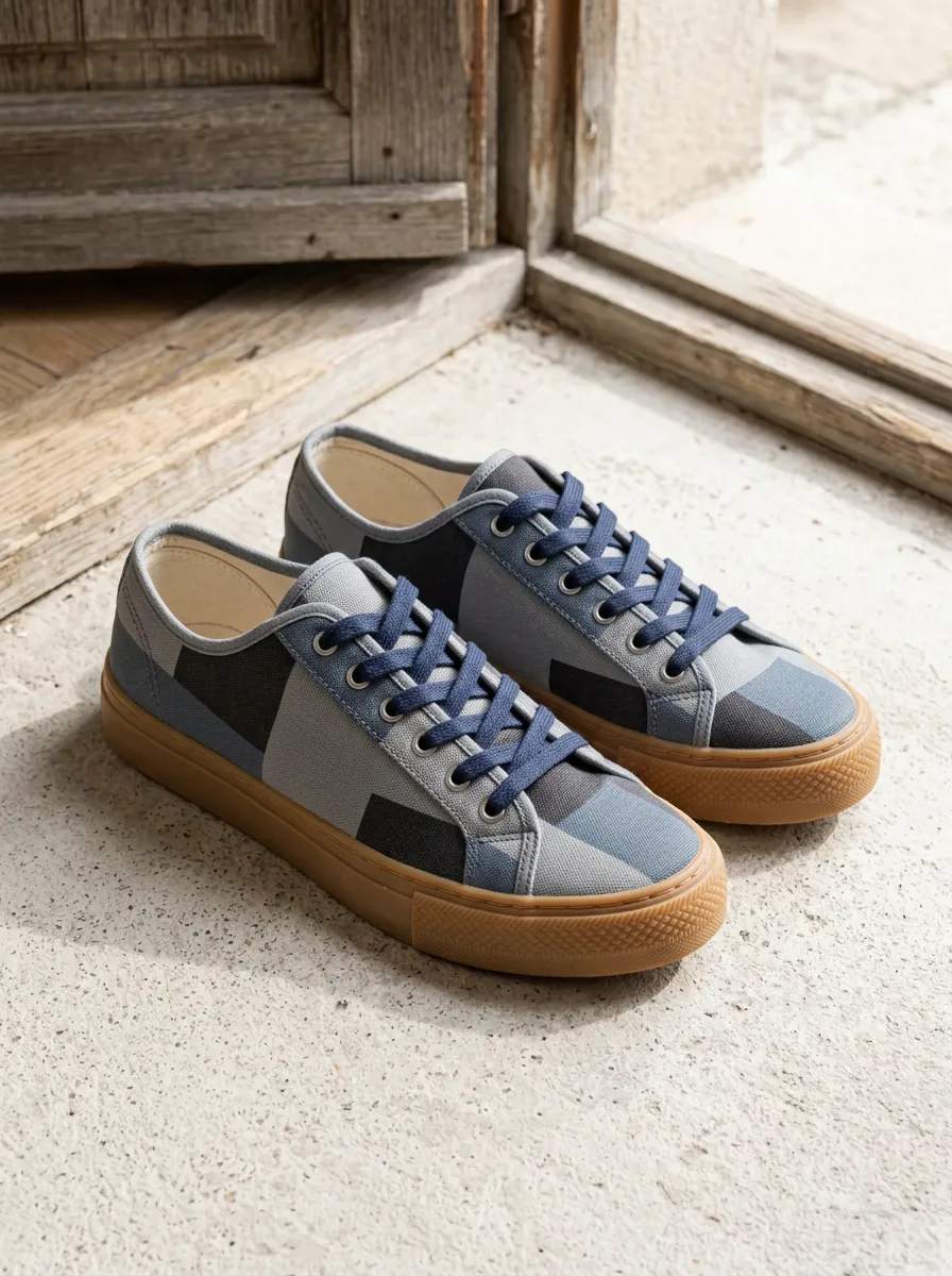 Men's Modern Geometric Colorblock Patterned Canvas Shoes