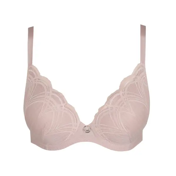 Women's Plunge Underwire Padded Seamless Adjustable Straps Lace Embroidery Mesh Bra