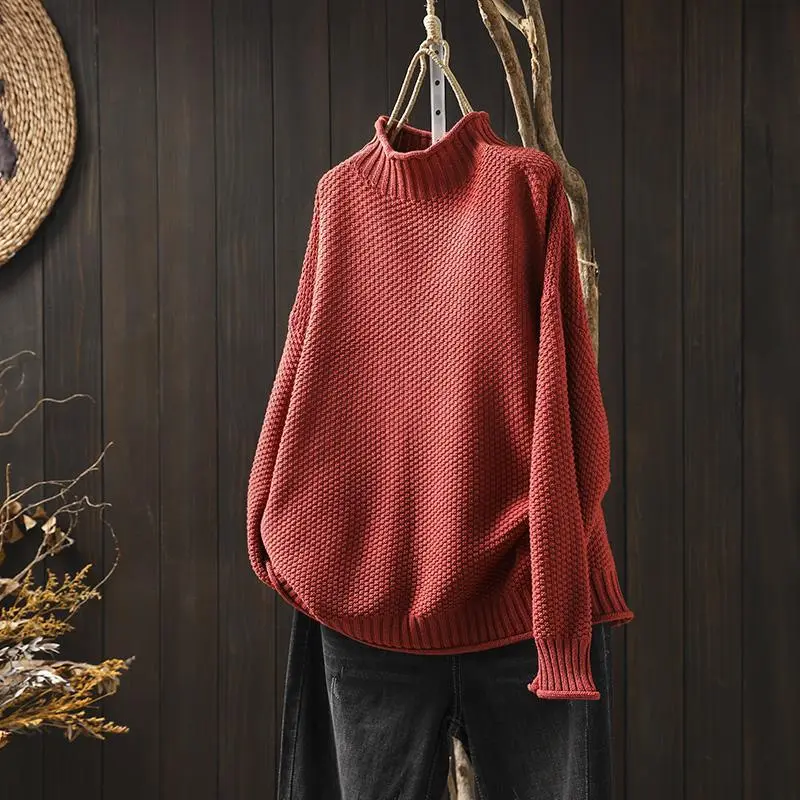 Cozy Oversized Turtleneck Knit Sweater