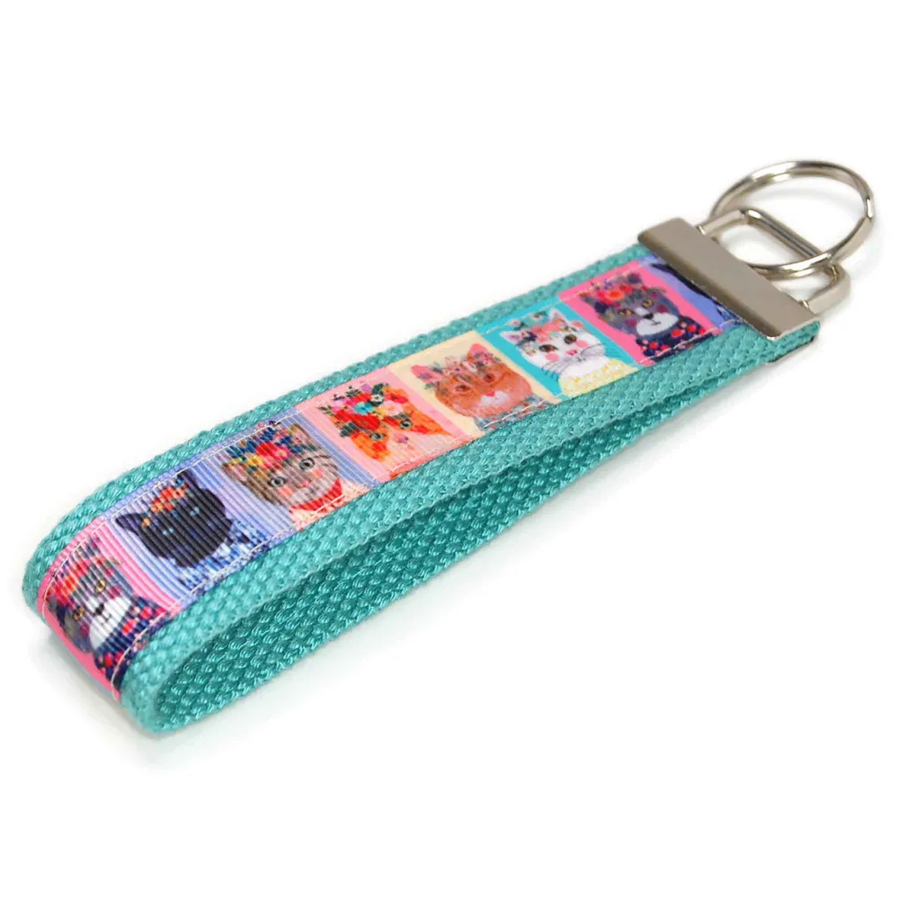 Cat Faces Cheerful Keychain