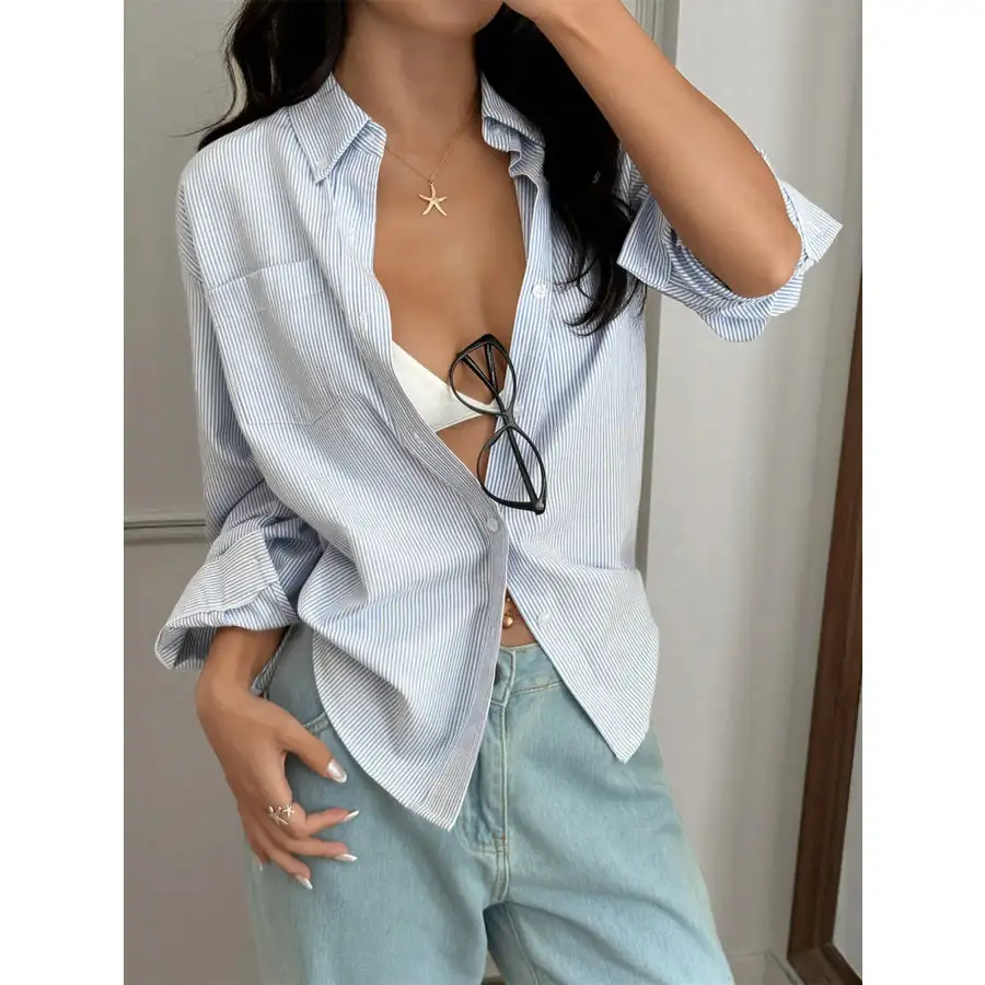 Classic Striped Button Down Relaxed Fit Shirt