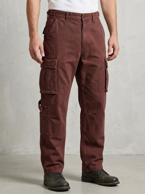 Men's Olive Green Multi-Pocket Tactical Reinforced Knee Cargo Pants