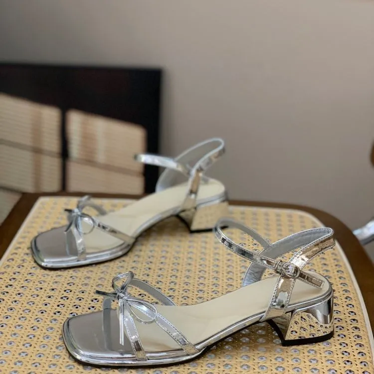 Bow Detail Block Heel Sandals