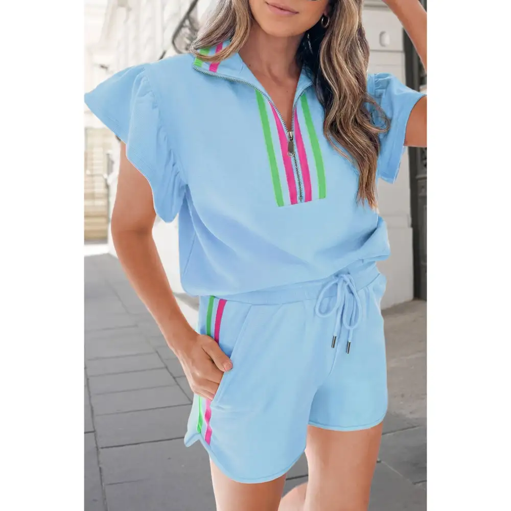 Striped Collared Matching Set