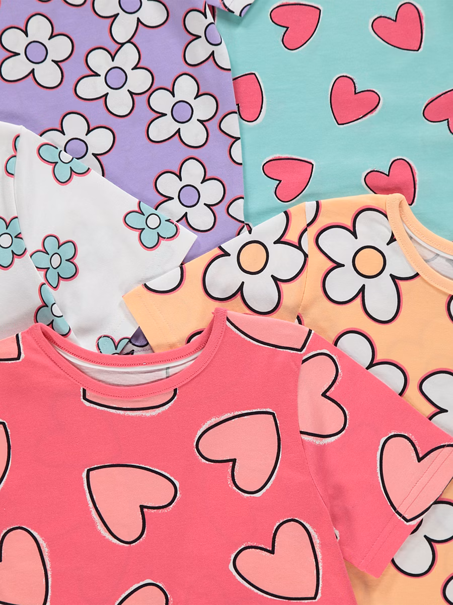 Daisy Hearts Short Pyjamas 5 Pack detail 1
