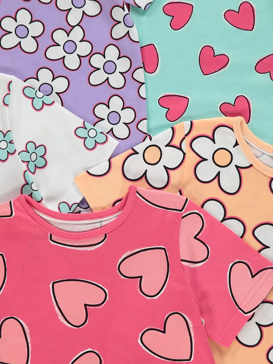 Daisy Hearts Short Pyjamas 5 Pack