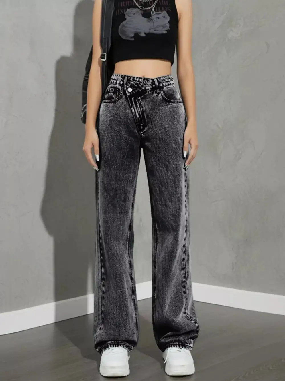Front-Closure High-Waist High-Rise Denim Jeans