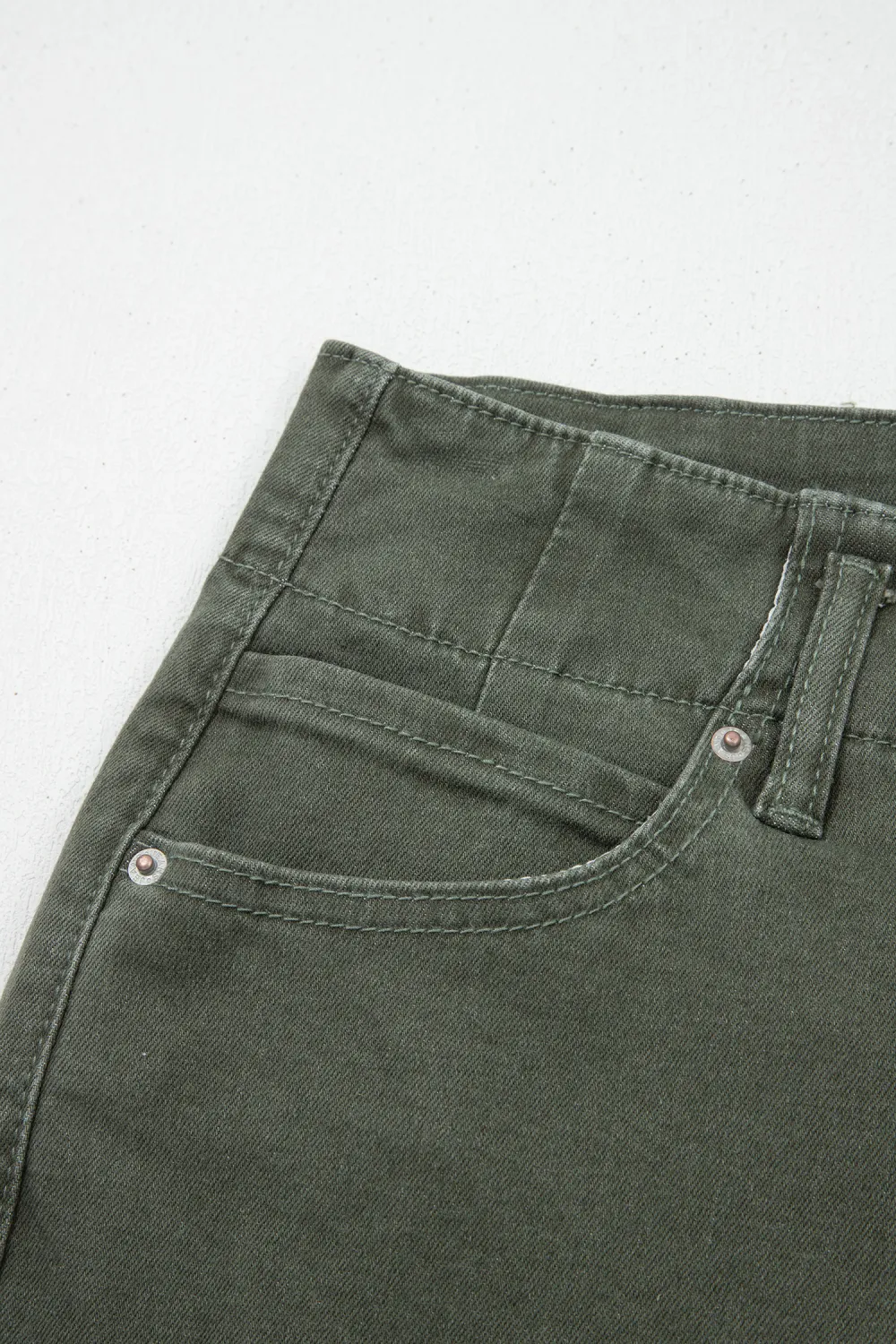 Soft Green High Waist Wide Jeans