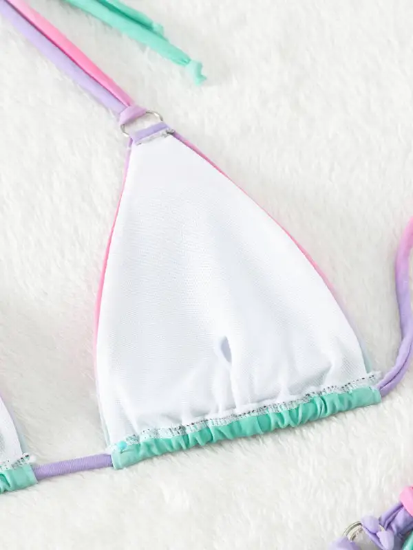 Gradient Halter Neck Strapless Mini Bikini Swim Set