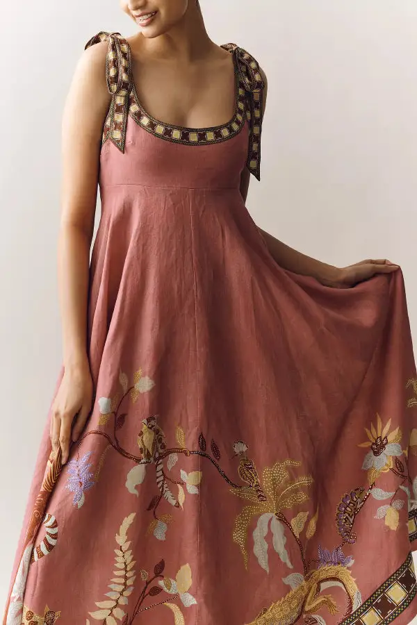 Sophisticated Tie Detail Tie Front Top And Flowing Maxi Skirt Set