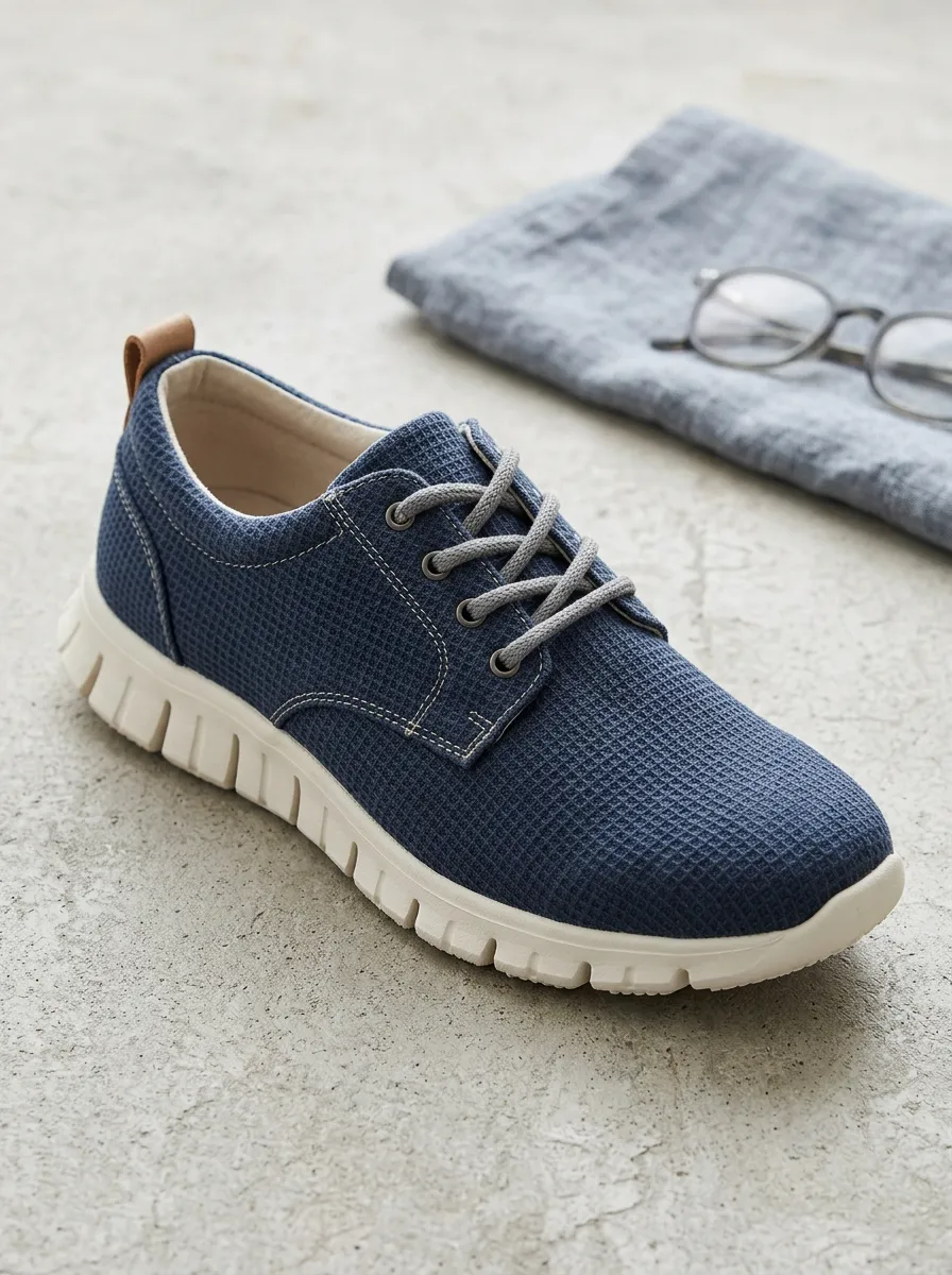 Men's Detailed Casual Waffle Texture Patterned Canvas Shoes