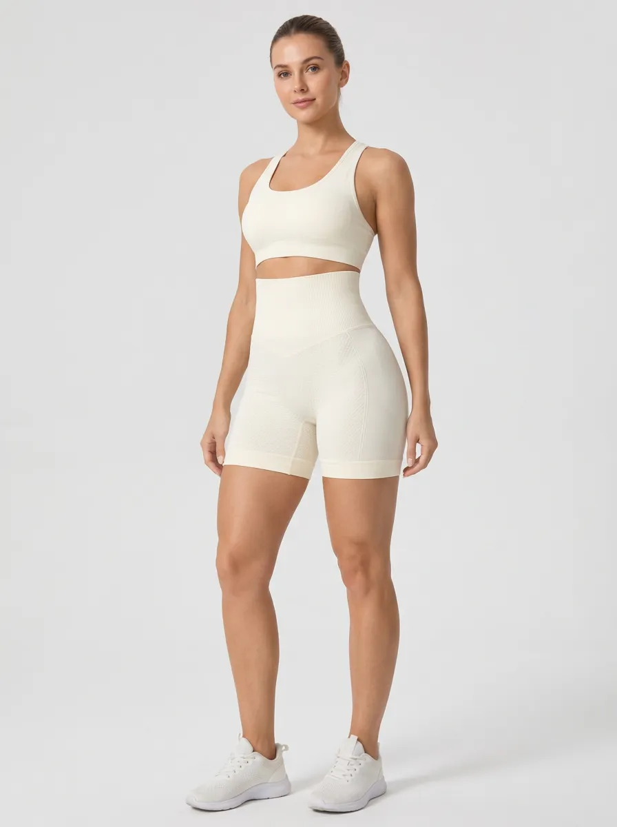 Women's High Waist Seamless Textured Fitness Shorts
