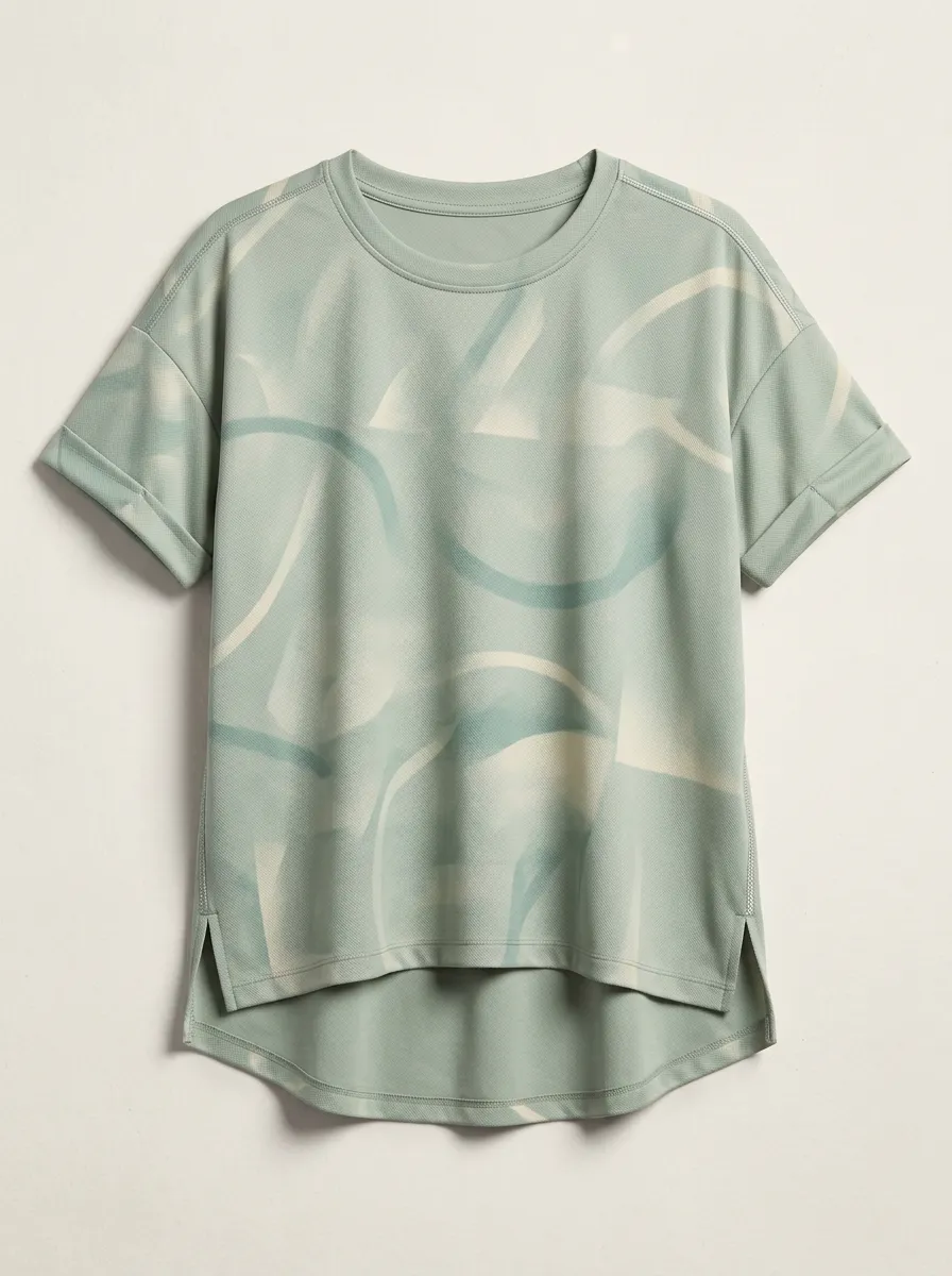 Women's Yoga Fitness Abstract Swirl Printed Activewear Top