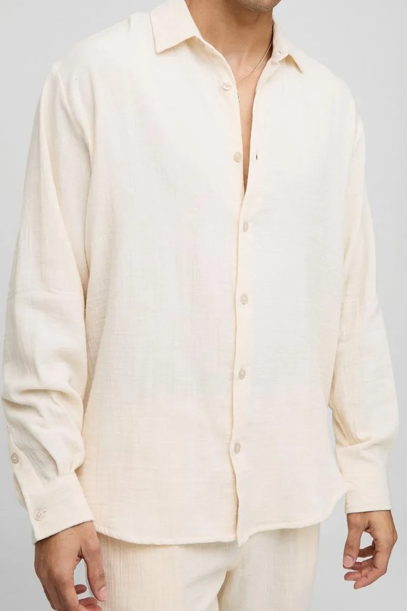 Super Oversized Relaxed Cheesecloth Cotton Shirt Casual Style