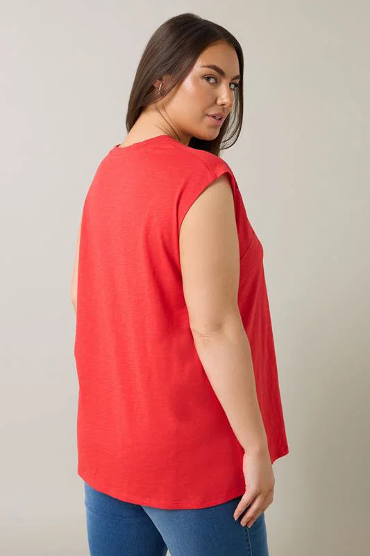 Red Broderie Anglaise Vest Top detail 3
