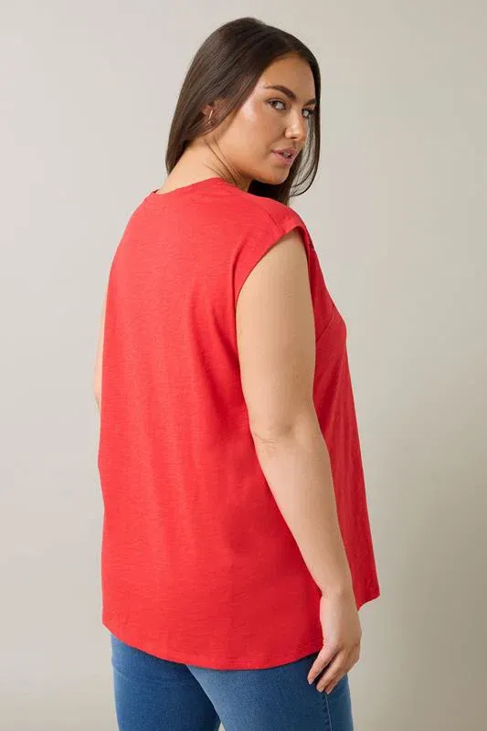 Red Broderie Anglaise Vest Top