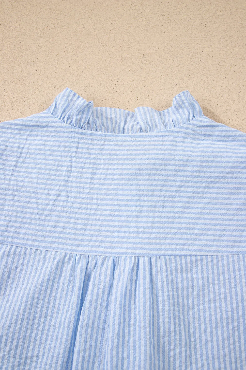 Sky Blue Stripe Floral Embroidered Shirt