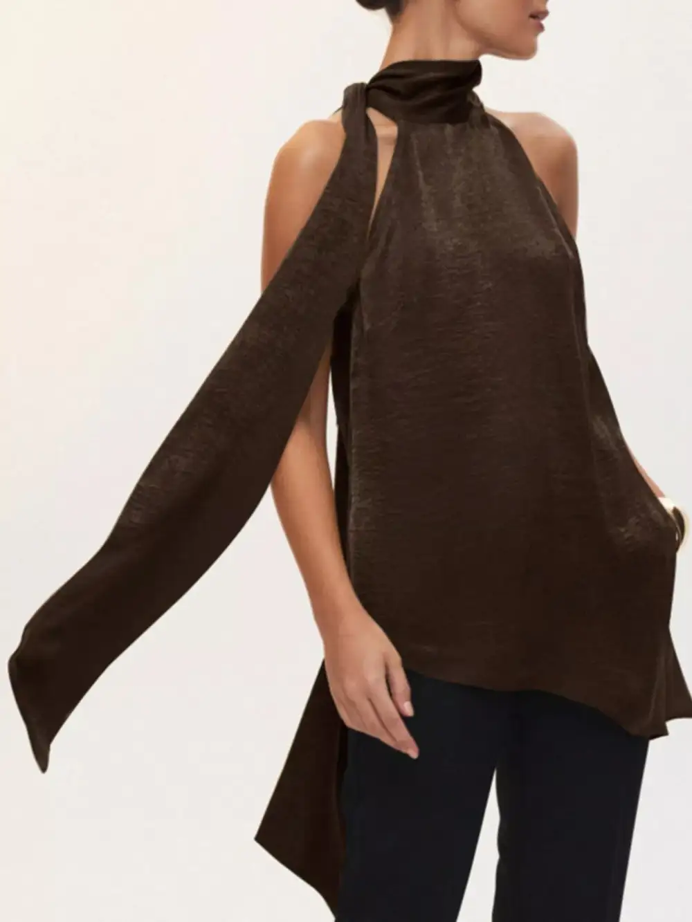 Elegant Halter Neck Asymmetrical Sleeveless Top