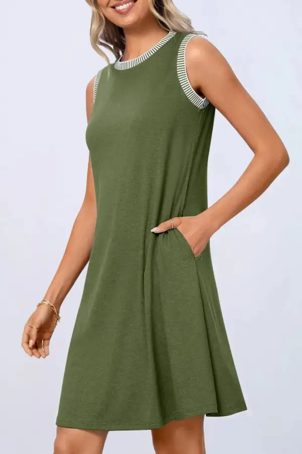 Crew Neck Sleeveless Mini Dress