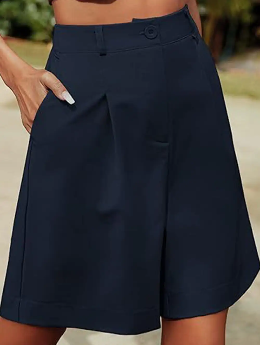 High-Waist Wide-Leg Suit Shorts