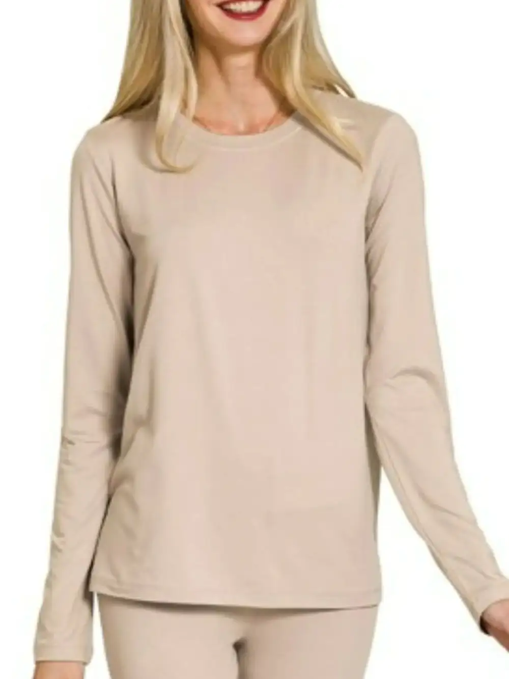 Microfiber Round Neck Top and Leggings Set