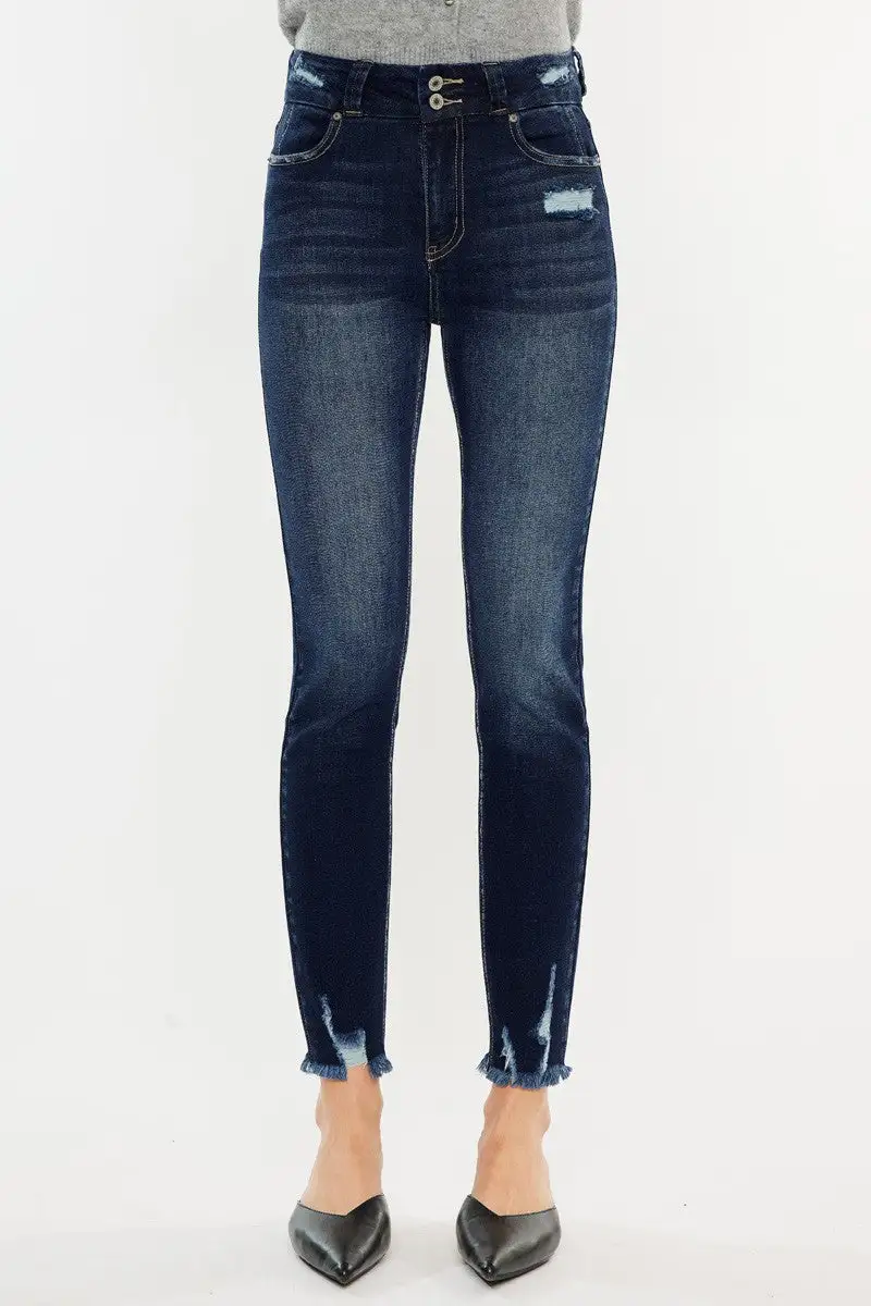 High Waist Raw Hem Jeans