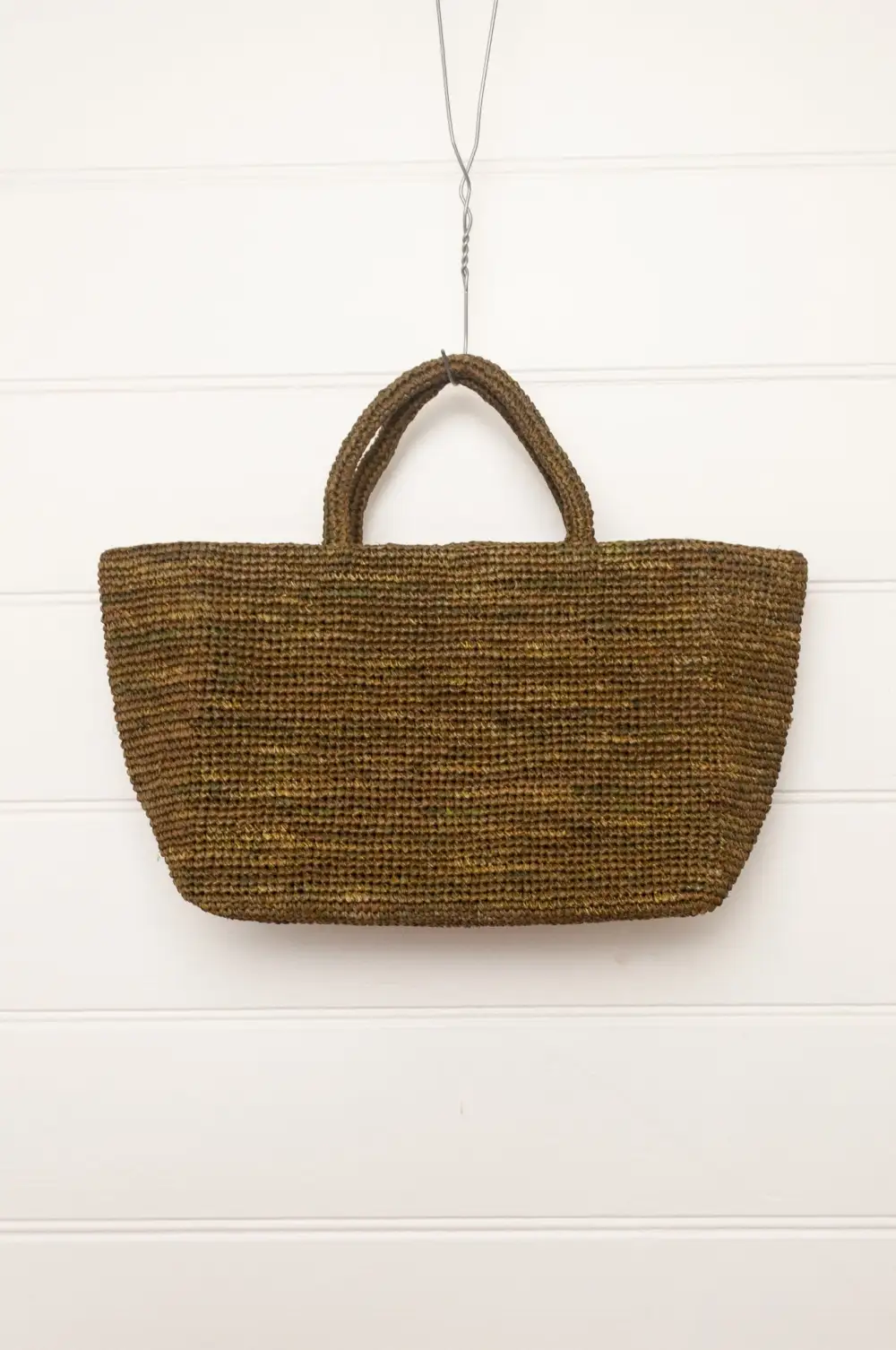 Tie Top Raffia Tote Bag