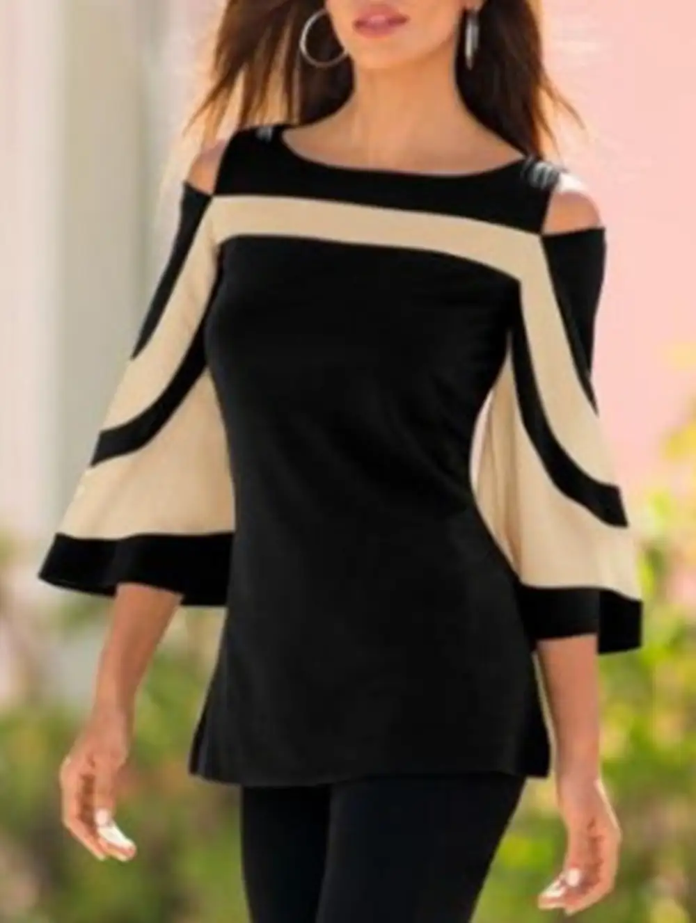 Off-Shoulder Flared Sleeve Top Tee
