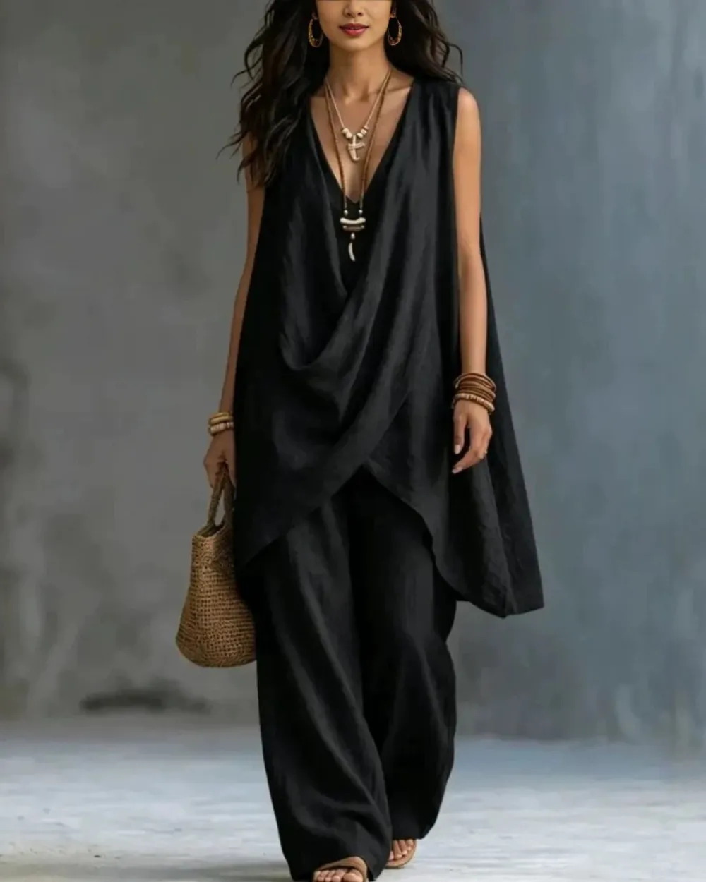 Boho Draped Two-Piece Set