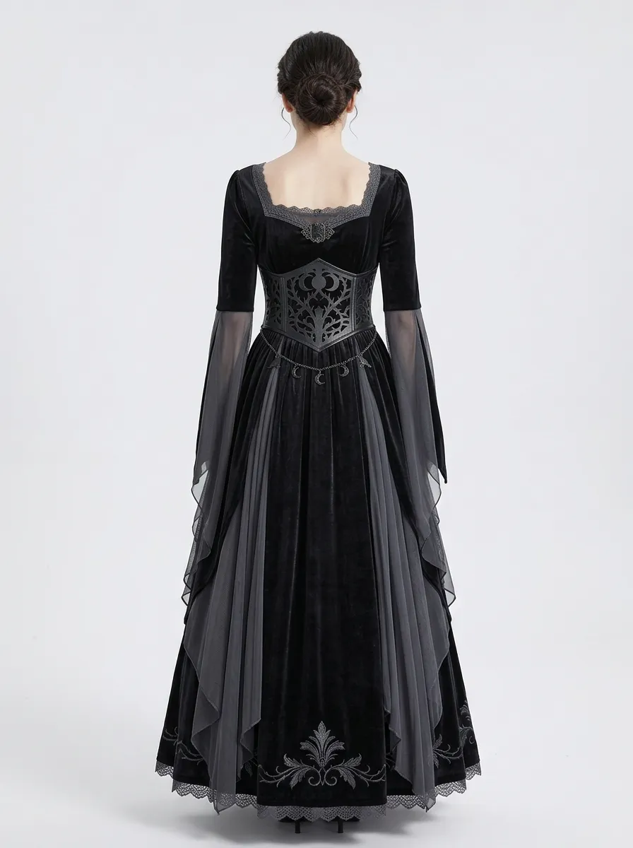 Punk Moon Corset Velvet Night Look Women's Gothic Dress