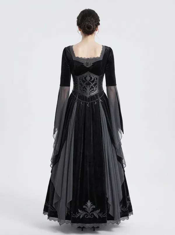 Punk Moon Corset Velvet Night Look Women's Gothic Dress
