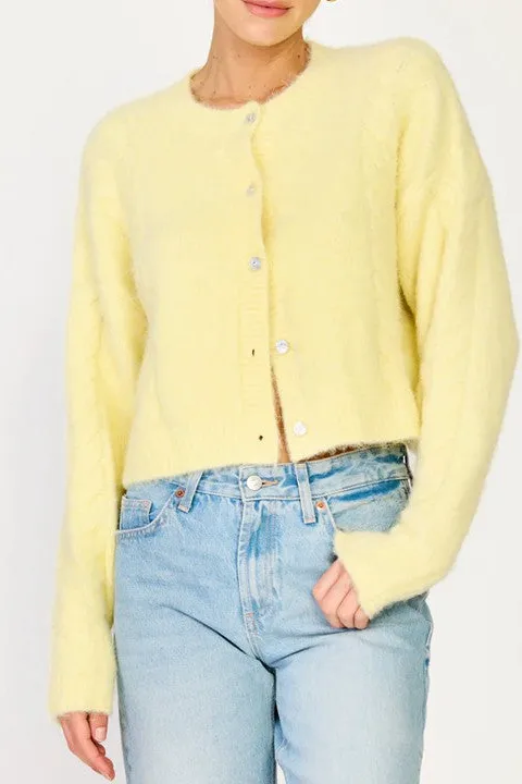 Bright Yellow Button Knit Cardigan