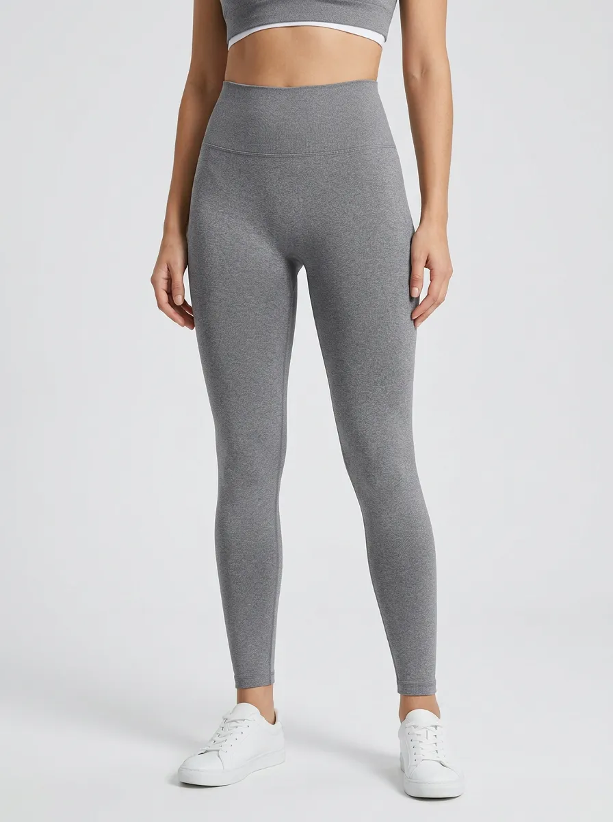 Women's Ankle-Length Seamless-Look Heathered High-Rise Leggings