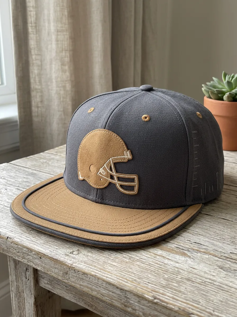 Men's Football Fan Tan Helmet Embroidered Snapback Cap