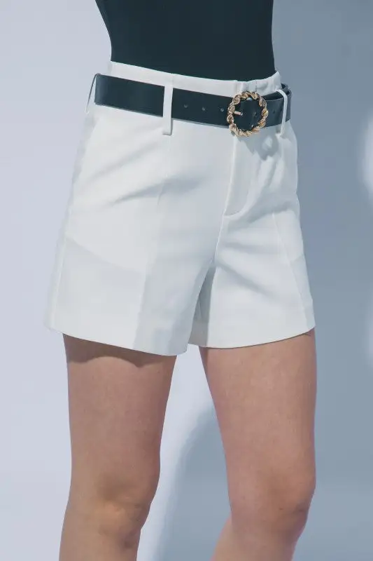 High Rise Belted Casual Shorts