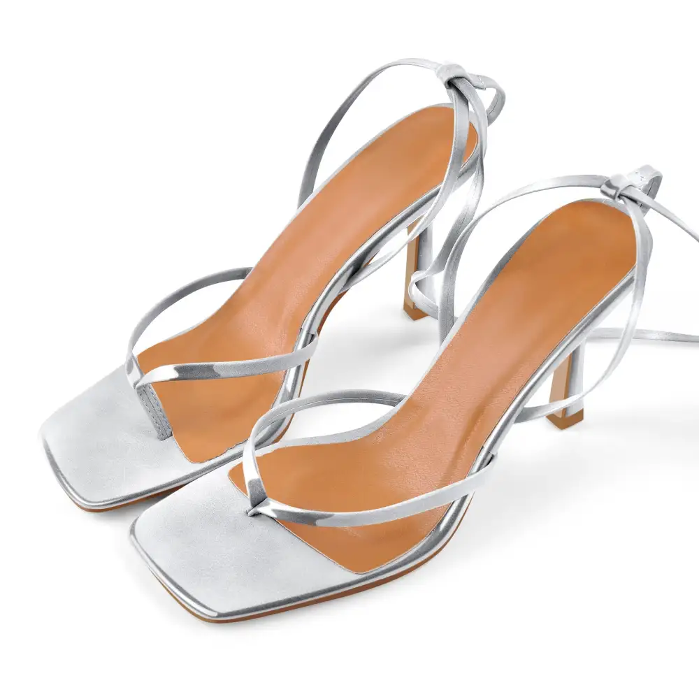 Flip Flop Thong Square Toe Lace Up Sandals