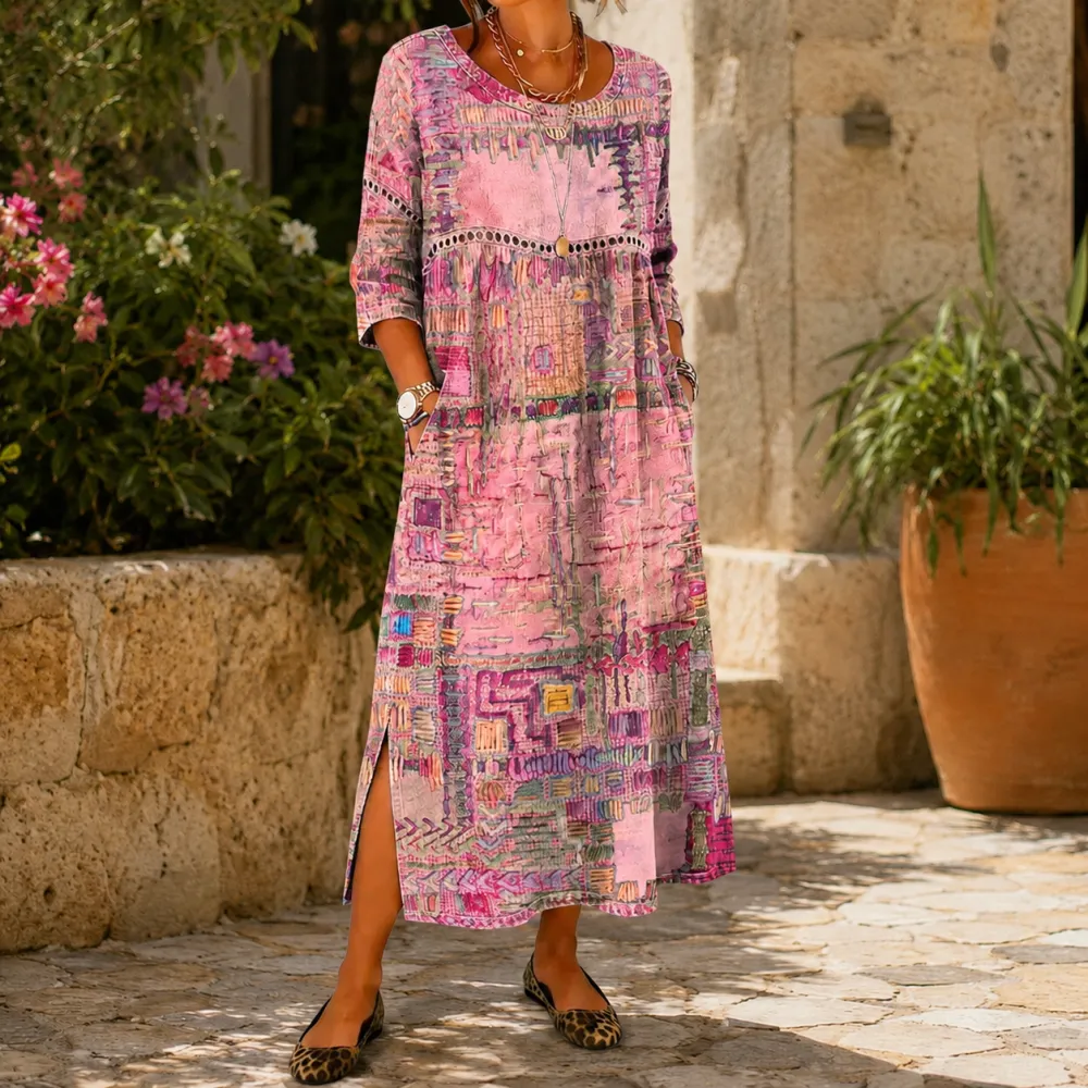 Printed Patchwork Maxi Dress