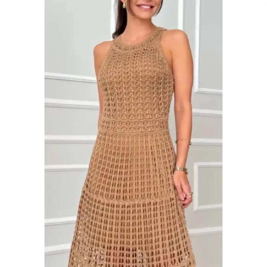 Hollowed Out Sleeveless Maxi Dress