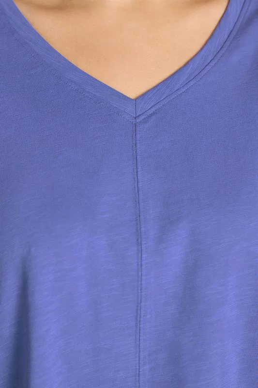 Blue V-Neck Cotton Top detail 3