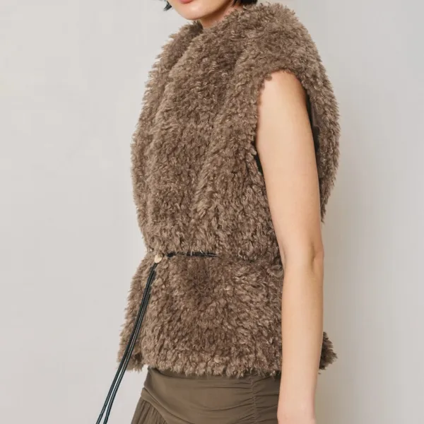 Faux Fur Belted Vest