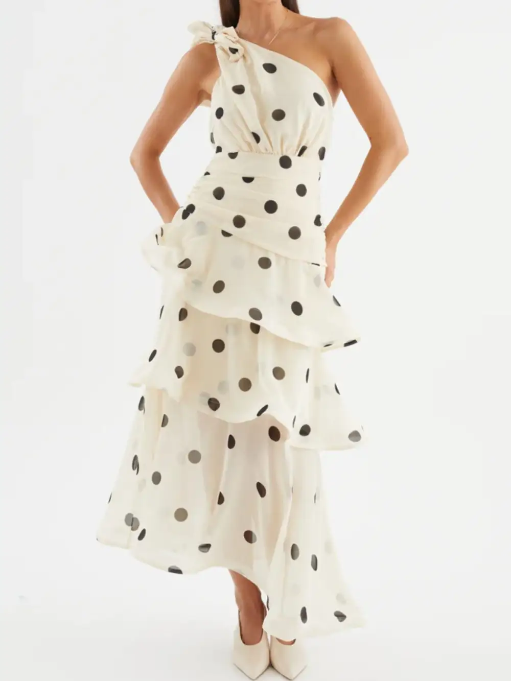 Polka Dot Ruffle Dress Casual