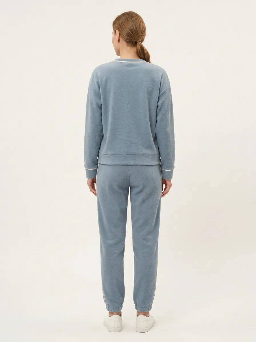 Women's Contrast-Piping Relaxed Warm Lounge Set