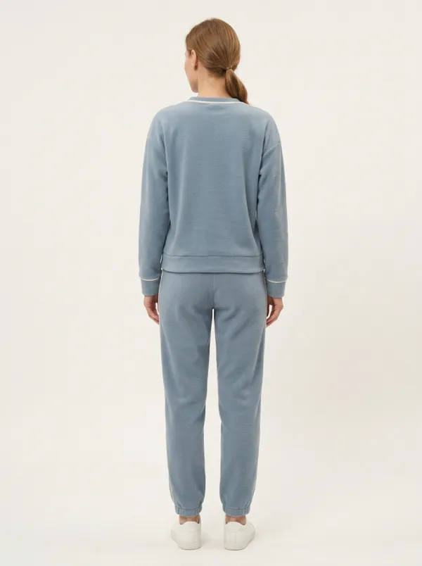 Women's Contrast-Piping Relaxed Warm Lounge Set