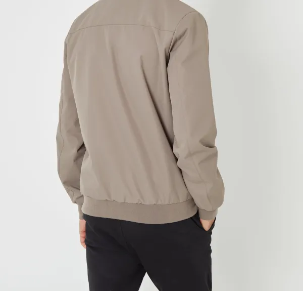 Men's Taupe Patch Pocket Harrington Jacket