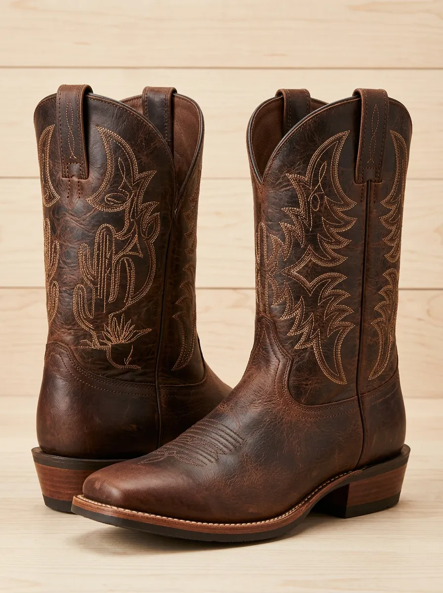 Trail Embroidered Cactus Western-Style Western Boots