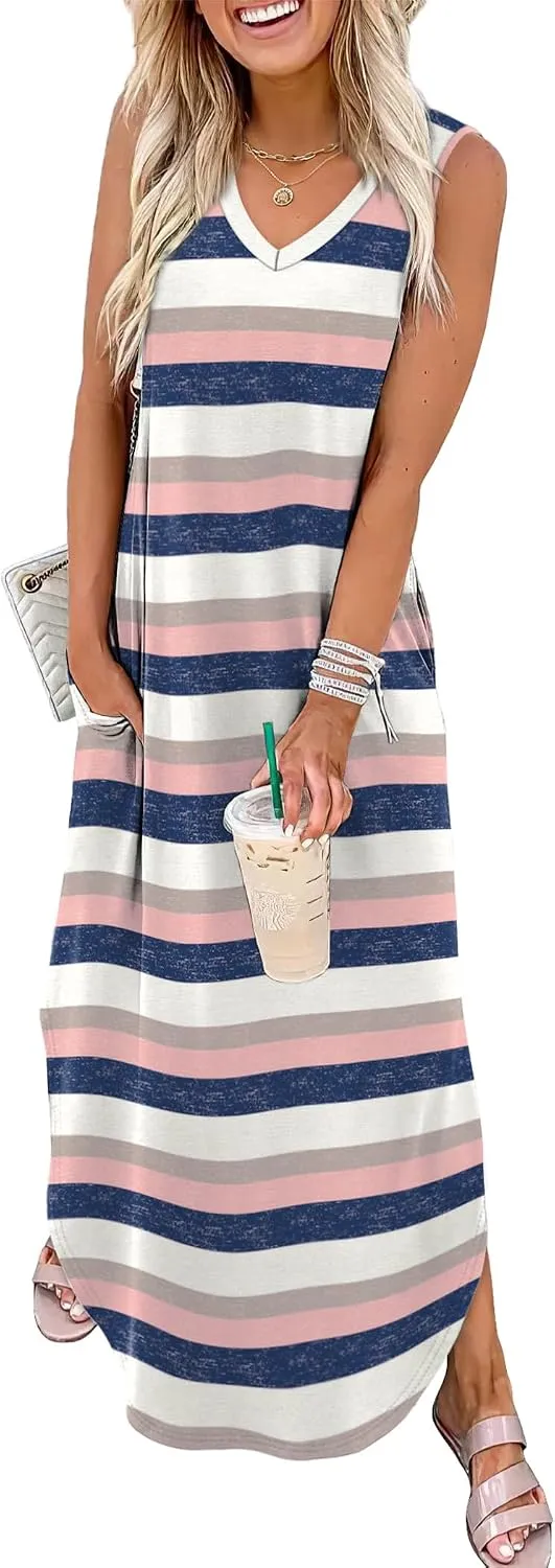 Sampeel Summer Dresses Maxi Dress Vacation Beach Sundresses 2025 with Pockets