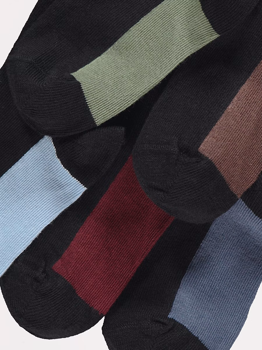 Colour Block Cotton Rich Ankle Socks 5 Pack detail 1