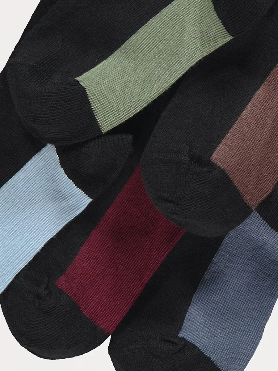 Colour Block Cotton Rich Ankle Socks 5 Pack