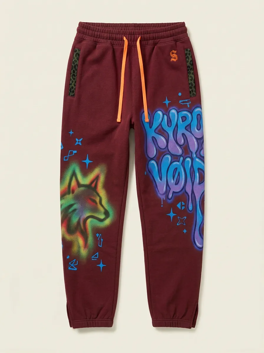 Men's Streetwear Wolf Graffiti Airbrush Printed Joggers